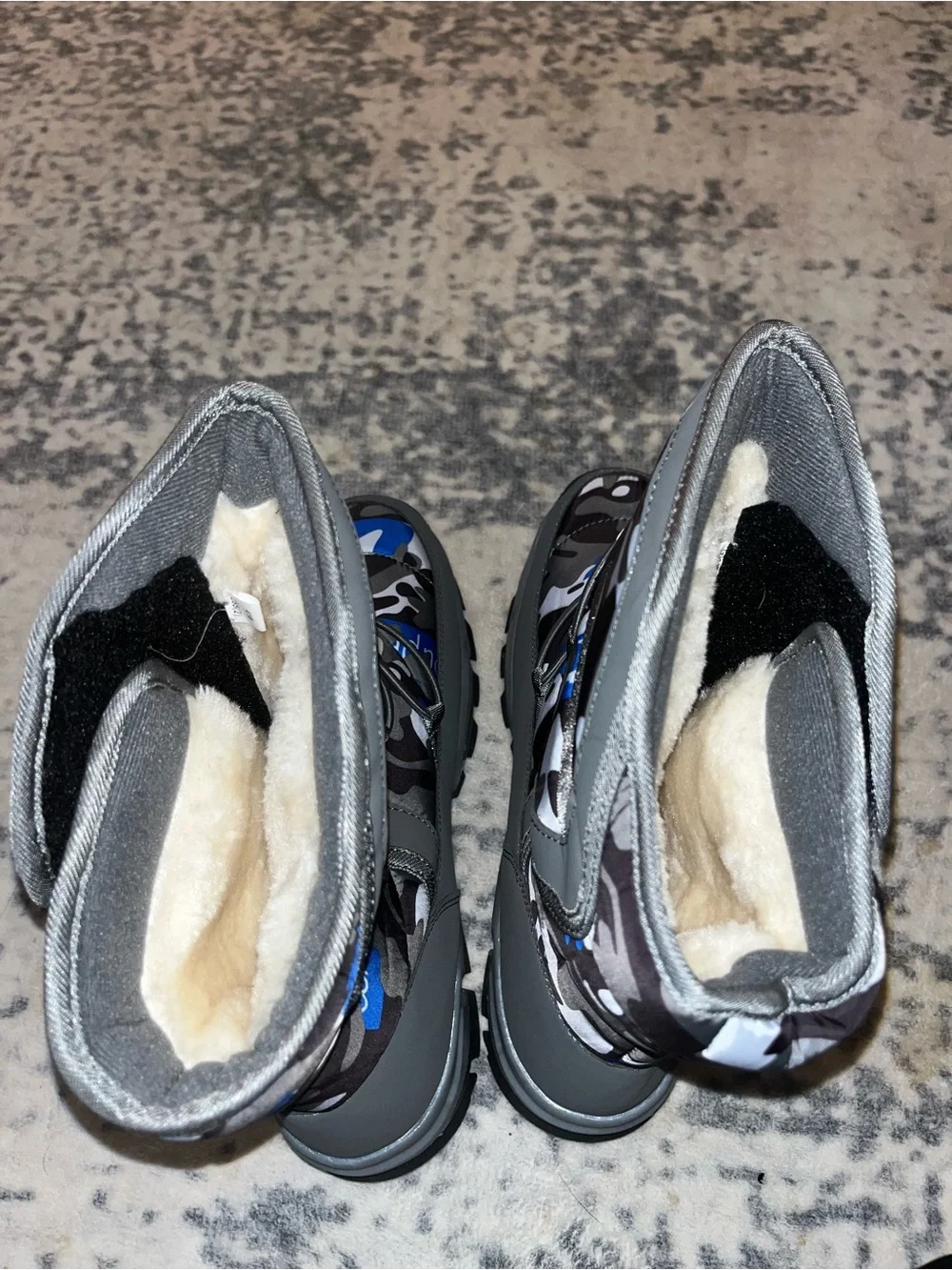Hobibear Unisex Blue Camo Winter Boots Waterproof Slip Resistant Size 41 EUC